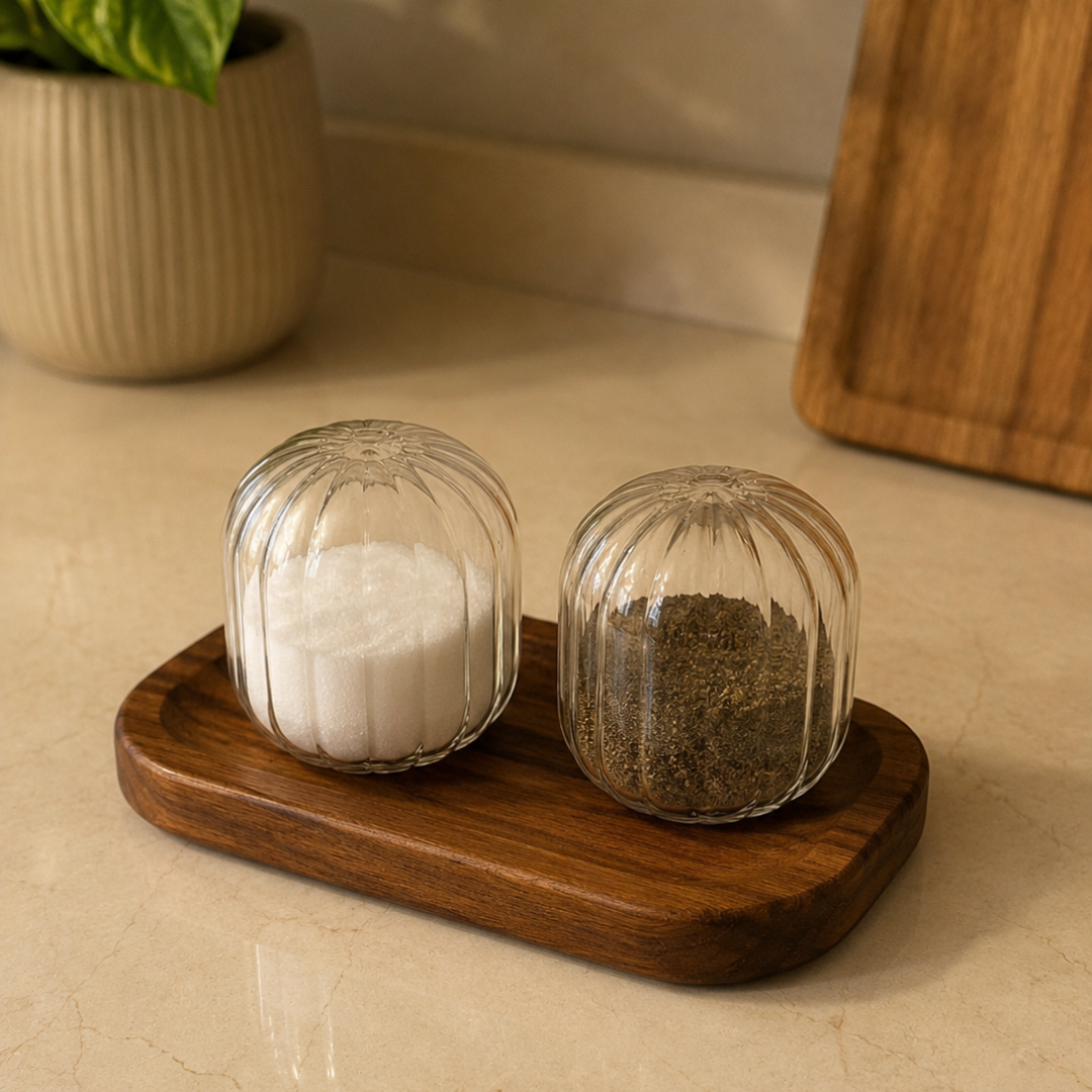 Zout- en Peperset Gestreept Glas – 5,5 x 5 CM
