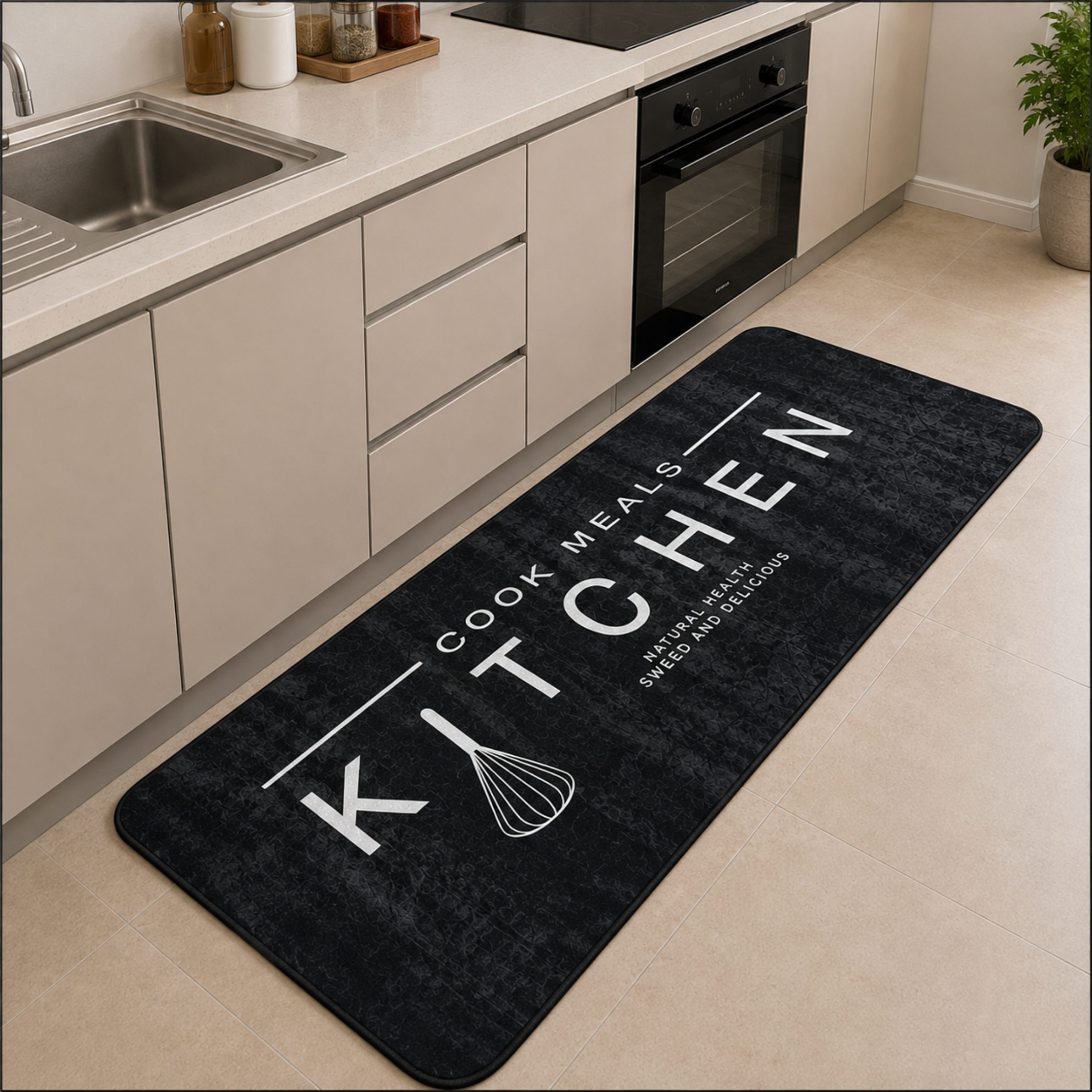 Keukenloper 60 x 180 CM – Zwart/Wit