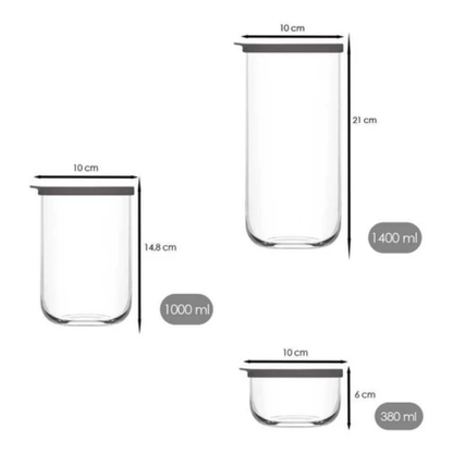 Lav Nora – Glazen Voorraadpotten Set – 5-delig – 380 ml + 1000 ml + 1400 ml