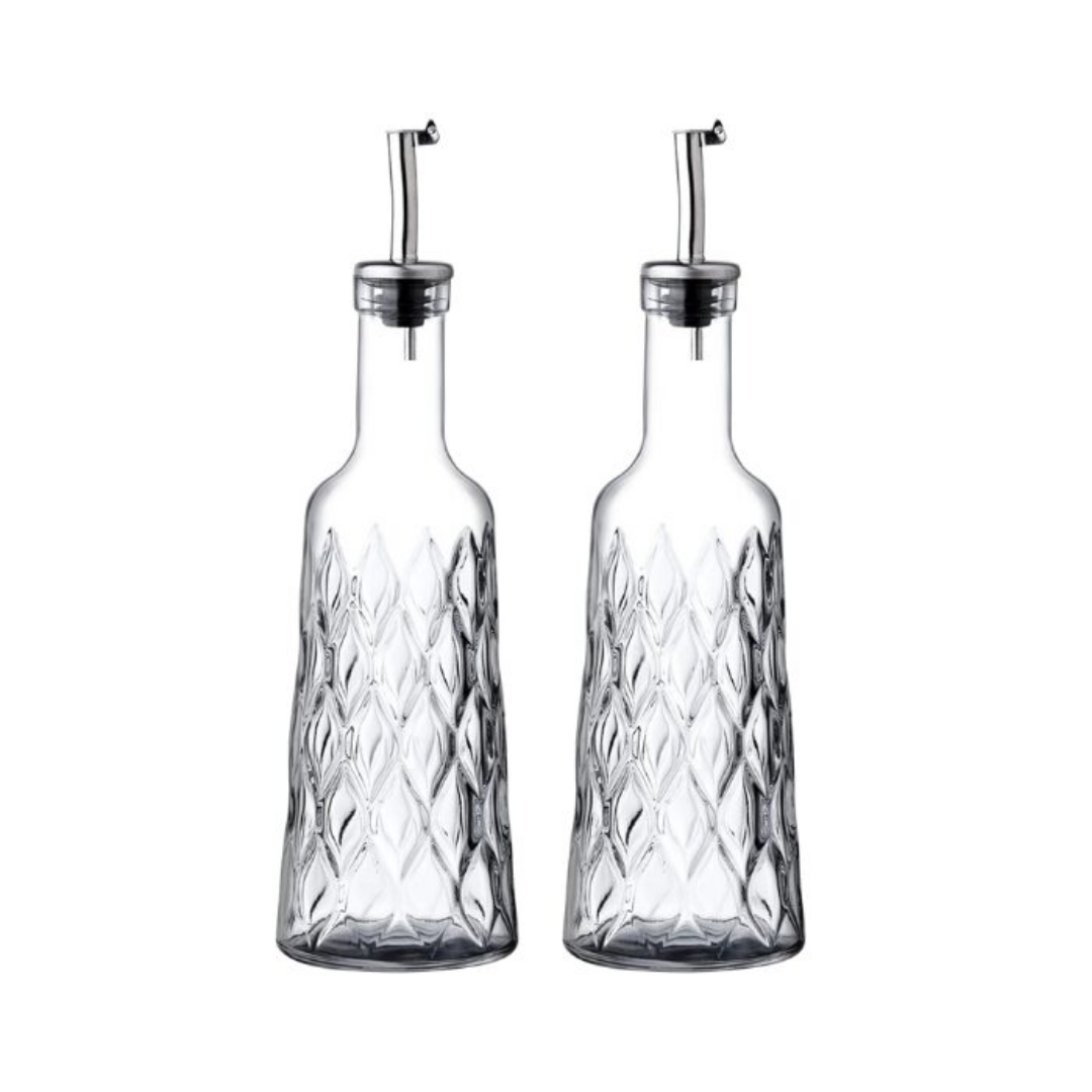 Pasabahce Leafy – Set van 2 glazen olie- en azijnflesjes 380 ml