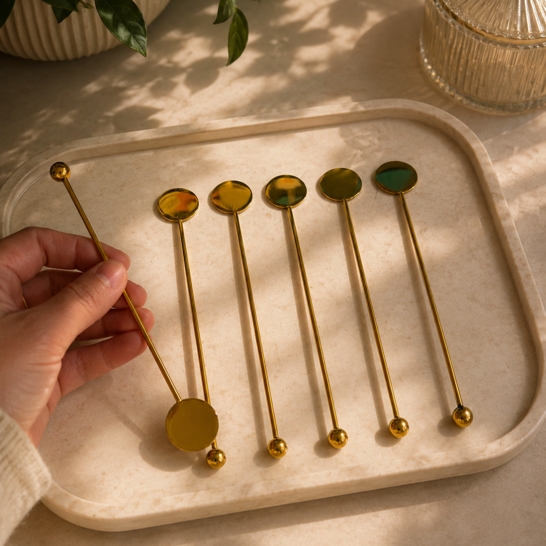 Gouden Latte Lepels-Set van 6