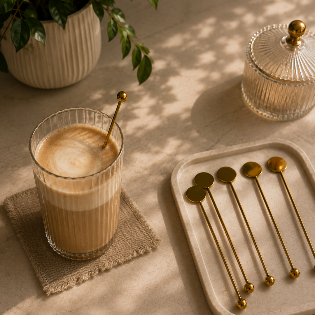 Gouden Latte Lepels-Set van 6
