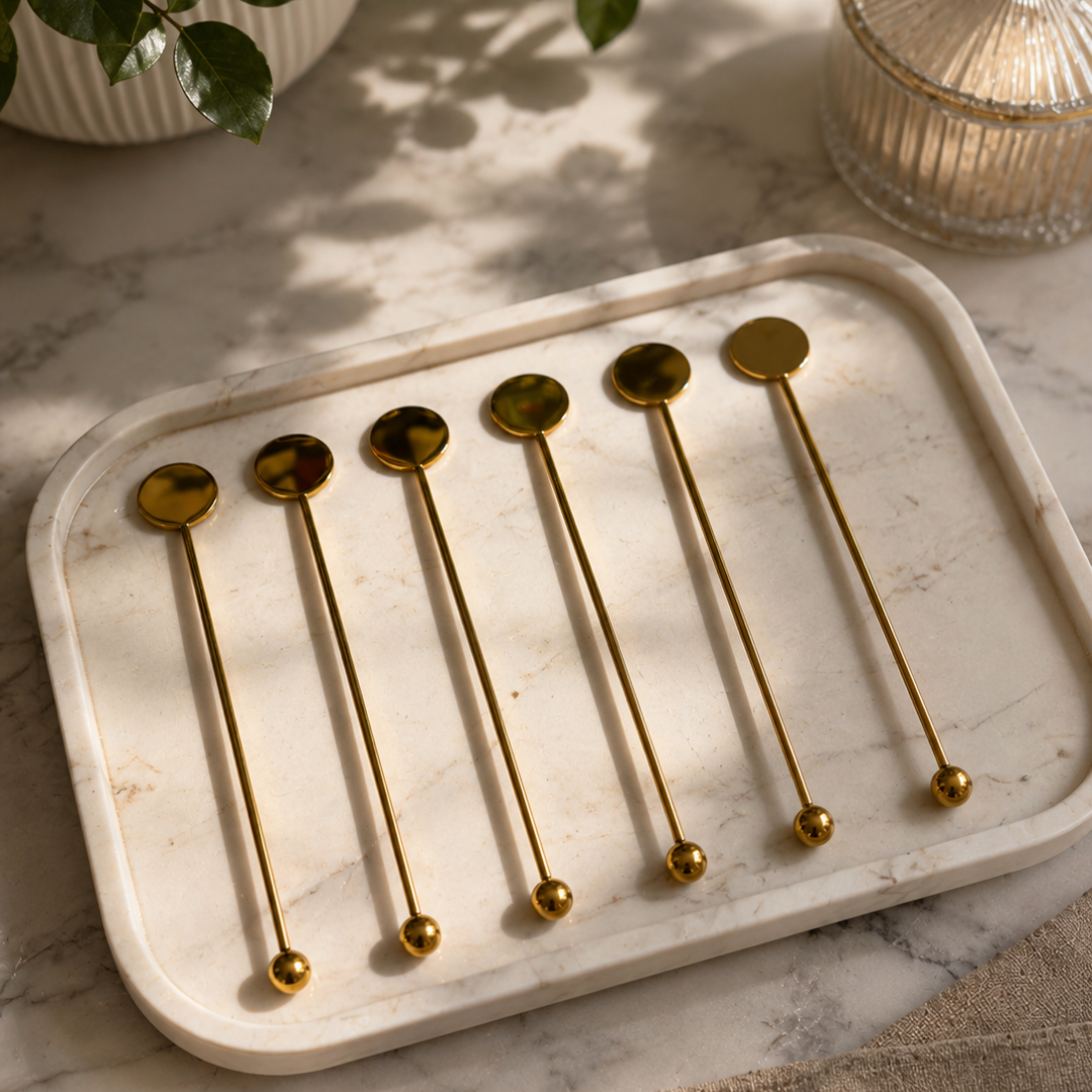 Gouden Latte Lepels-Set van 6