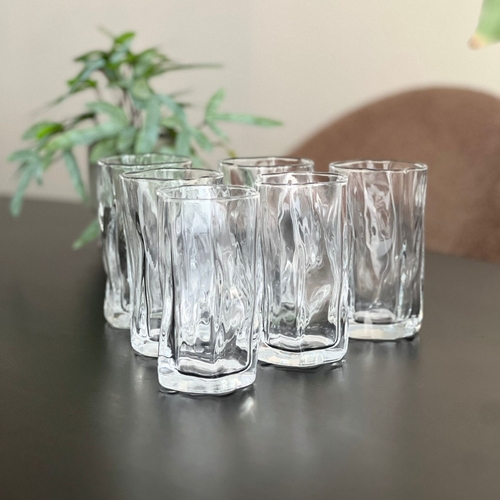 Diamond Wave Glazenset – 6 Stuks – 275 ml - Longdrink glazenset
