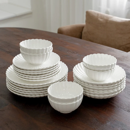 Lotus Serviesset 24-Delig – Voor 6 Personen – Wit Porselein