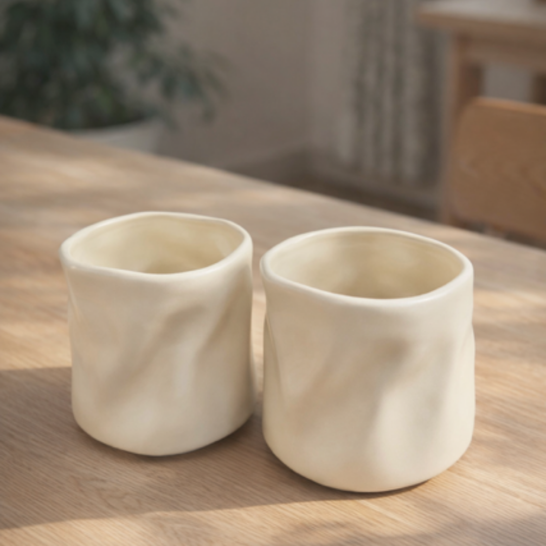 Matte Keramische Mokken-Set van 2-Crème – 350 ml