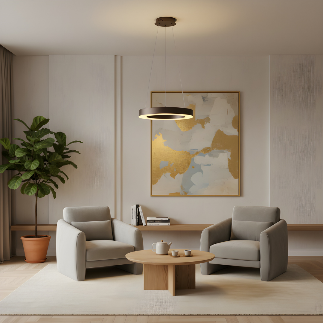 Moderne LED Ring Hanglamp  – Bruin Metaal – Warm Wit 2700K