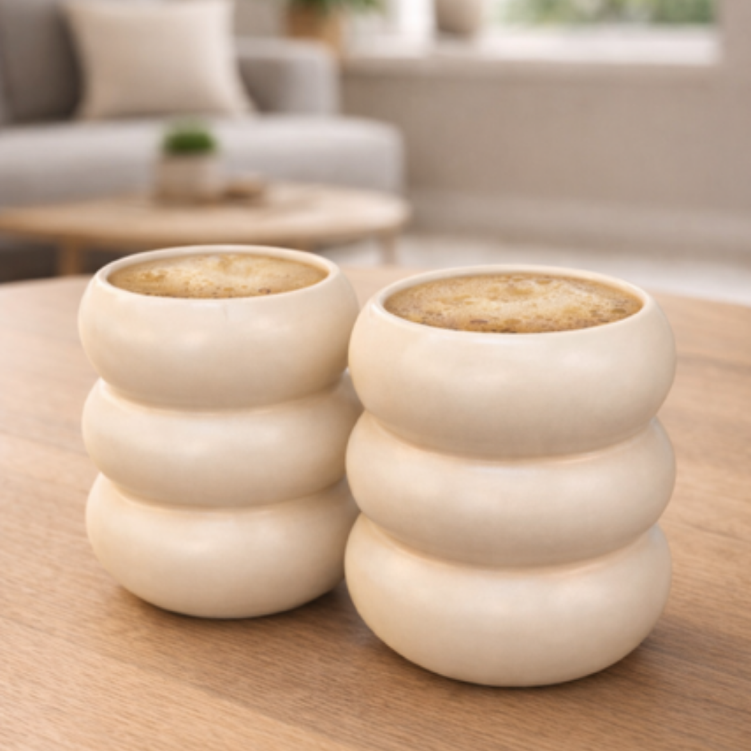 Keramische Mok -400ml-Mat Crème-set van 2