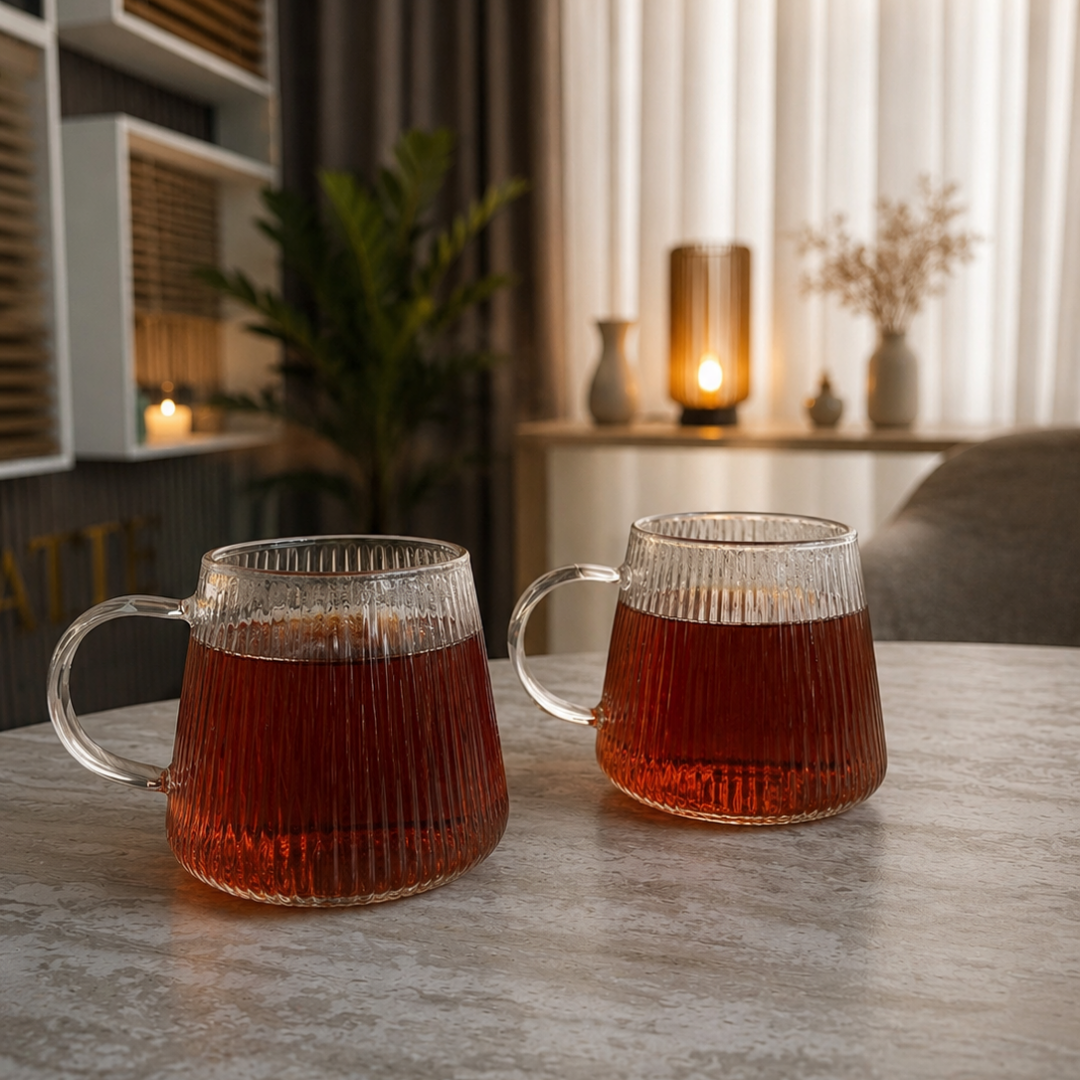 Thee- en Koffiekoppen-Set van 2 Glazen