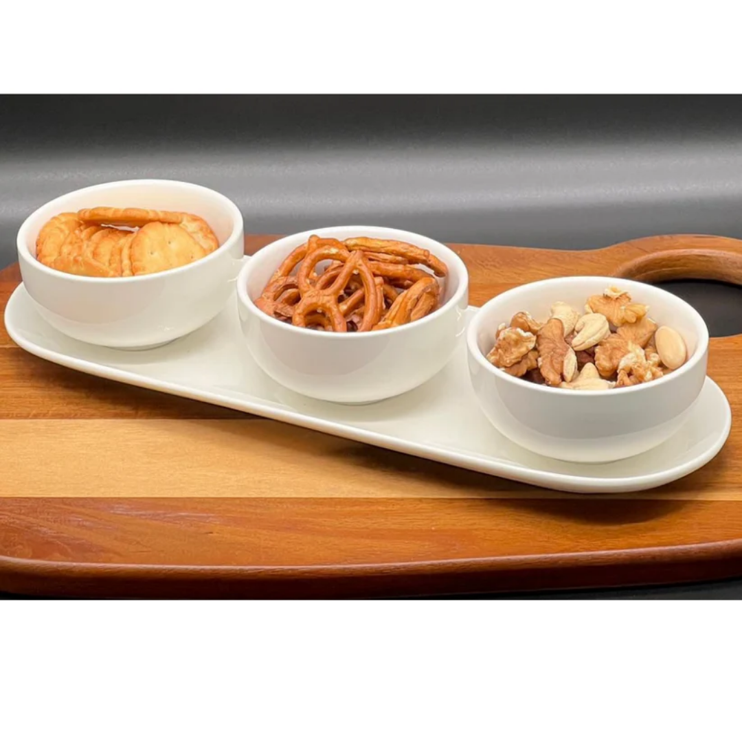 Ronde Snackschaal Set – 3 Kommetjes met Onderbord