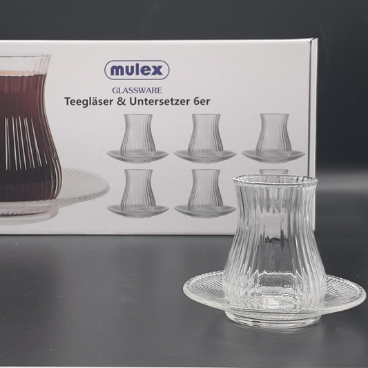 Mulex Theeglazen Set 6-delig – Inclusief Onderzetters