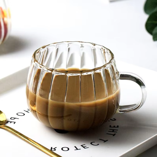 Noor Ribbel Thee/Koffieglazen met Oor ( 2stuks ) 350ml