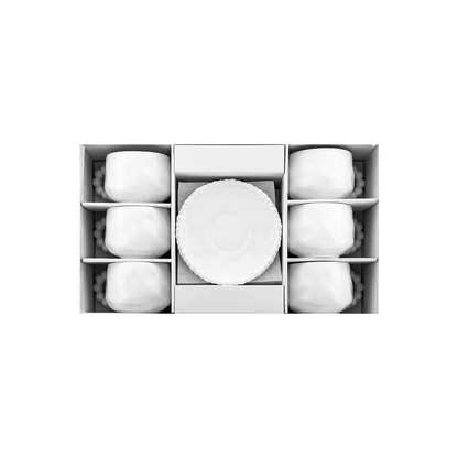 Pearly Koffiekopjes Set met Schotels – 12-delig – 6 Personen – 180 ml