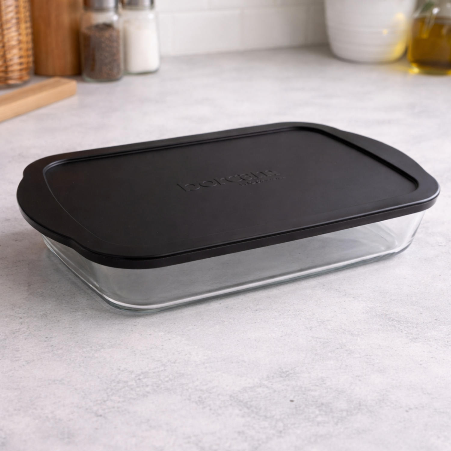 Glazen Ovenschaal Rechthoek met Zwarte Deksel 3850 ml