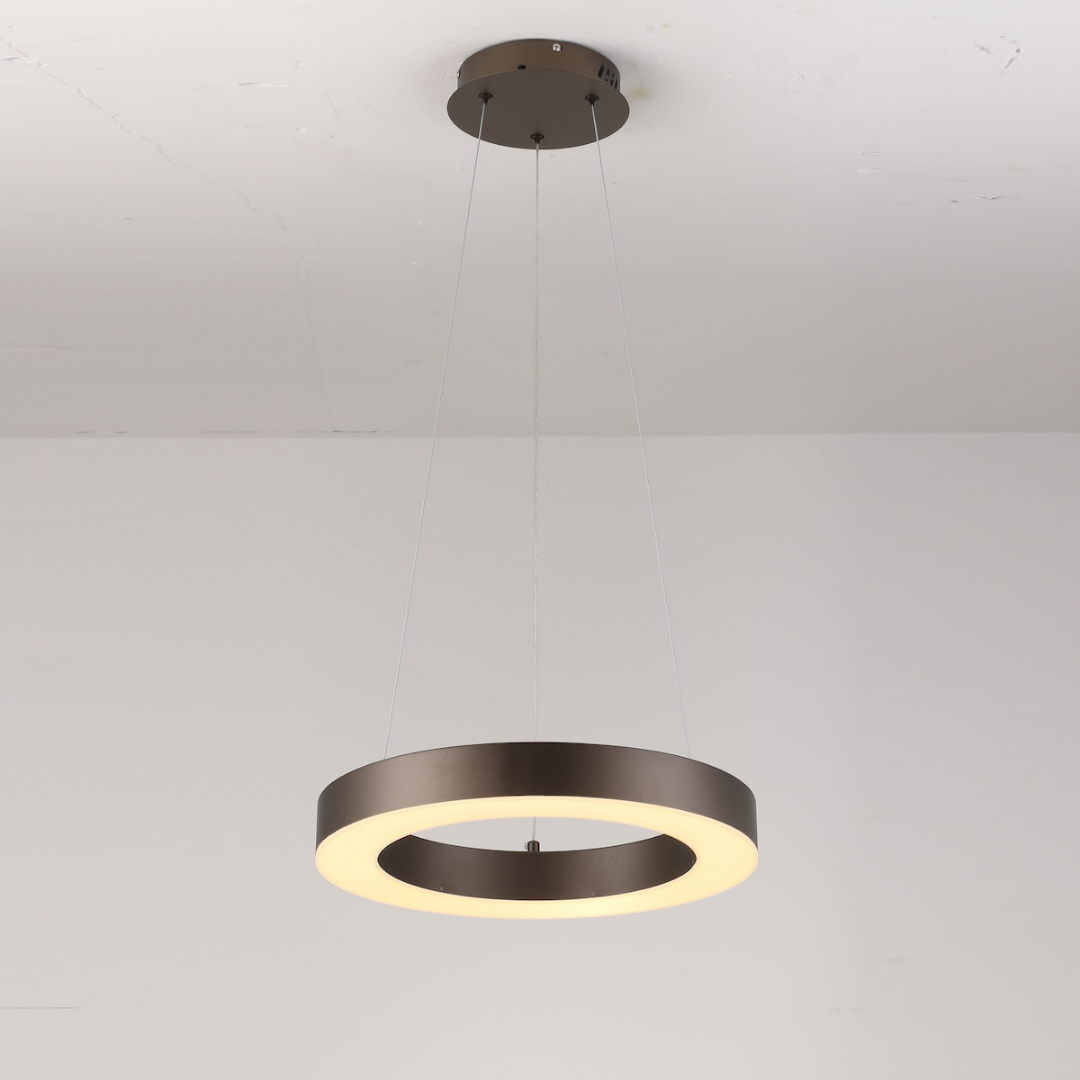 Moderne LED Ring Hanglamp  – Bruin Metaal – Warm Wit 2700K
