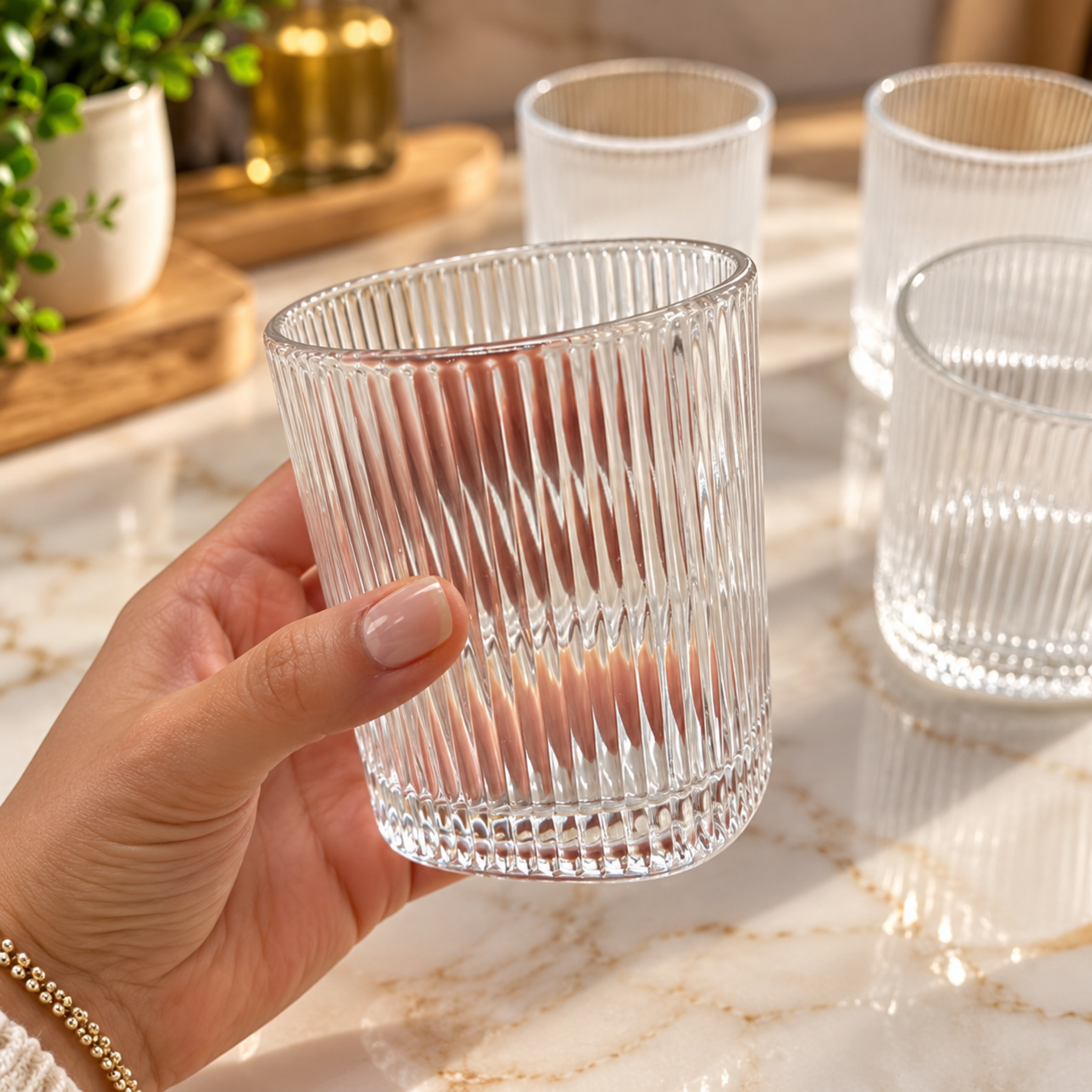 Geribbelde Drinkglazen Set van 6 – 300 ML