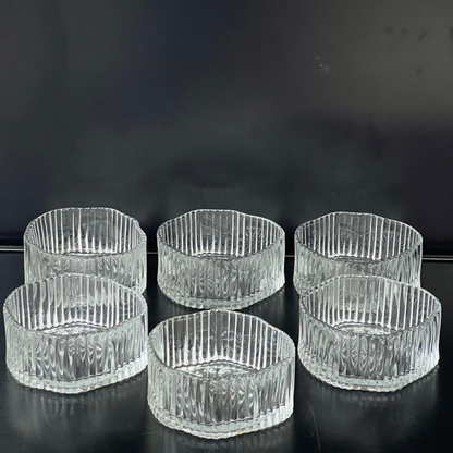 Ribbel Glazen Schaaltjes Set van 6 – Snackschalen
