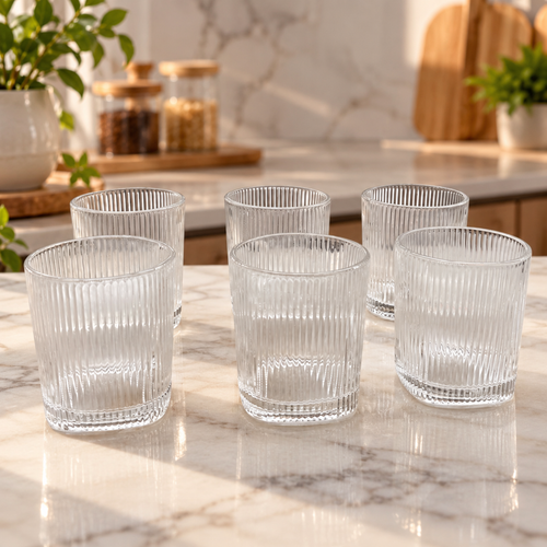 Geribbelde Drinkglazen Set van 6 – 300 ML