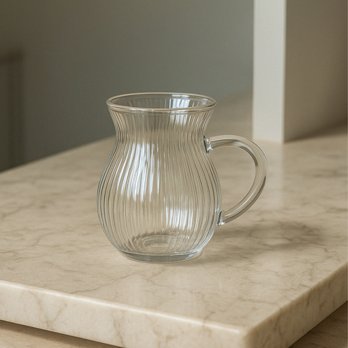 Sera Ribbel Theeglazen Bollig met Oor ( 6stuks ) 200ml