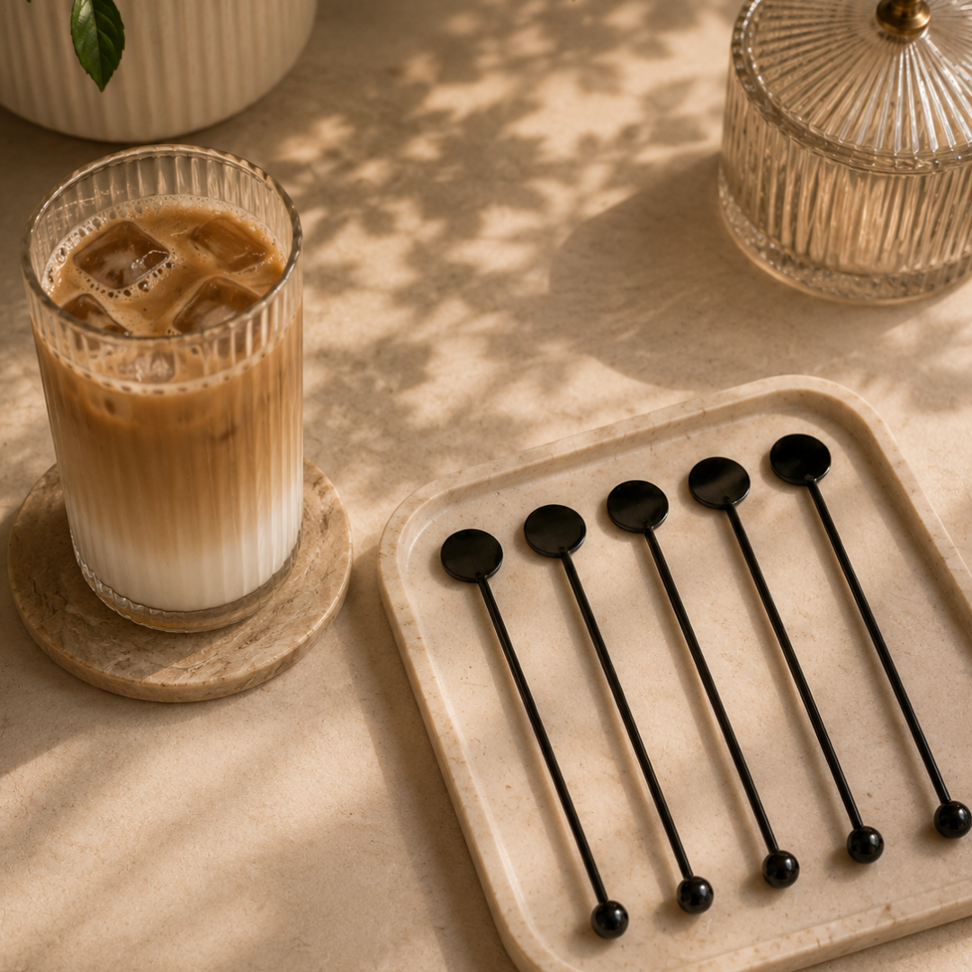 Zwarte Latte Lepels-Set van 6