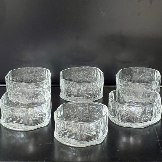 Geperst Glas - Set van 6 Luxe Glazen Schaaltjes van Helder
