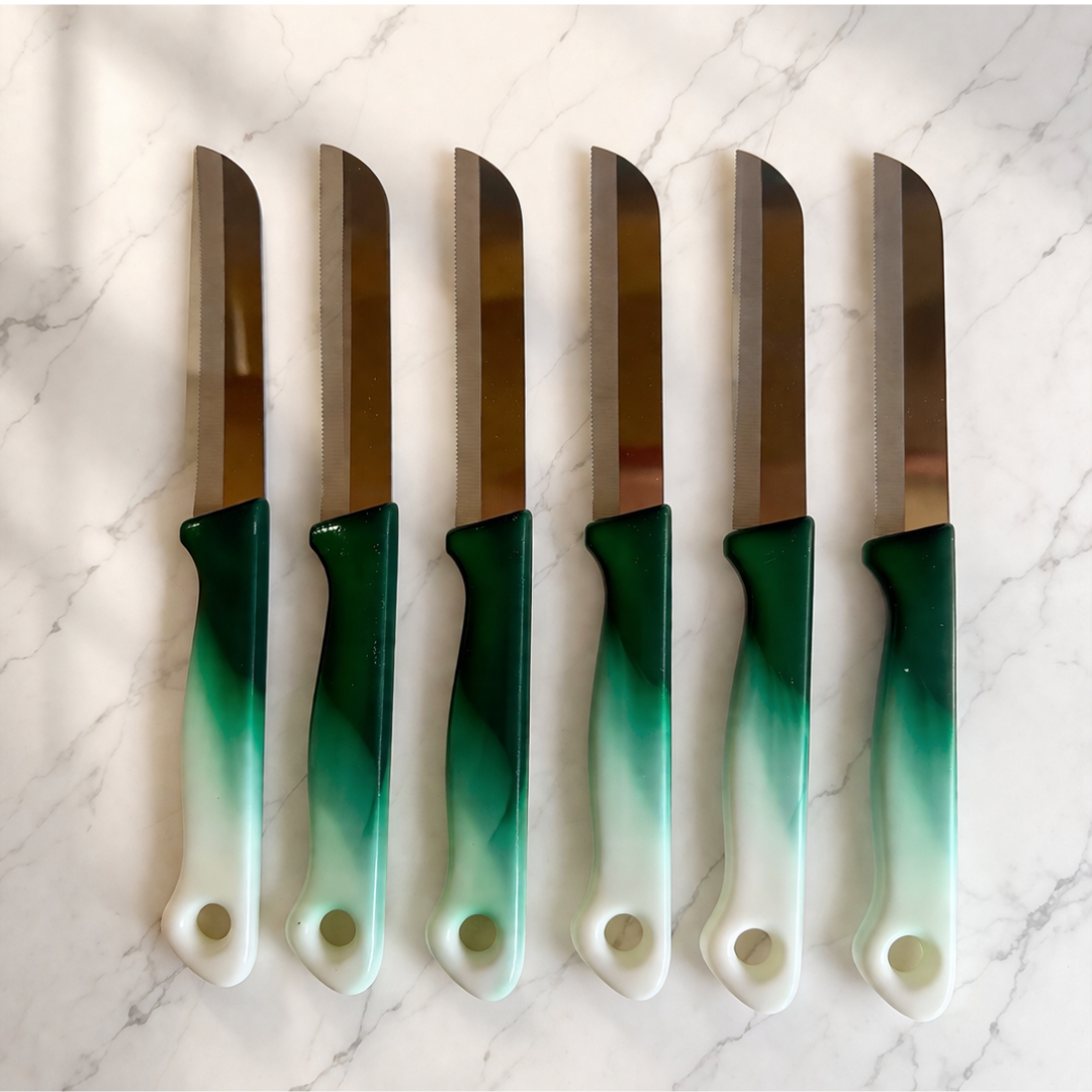 Gekarteld Schilmes voor Fruit & Groenten – set van 6-Groen/Wit