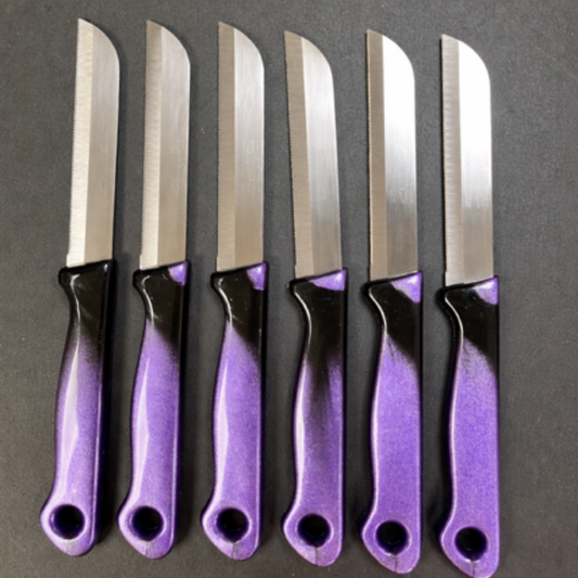 Gekarteld Schilmes voor Fruit & Groenten – set van 6 – Paars/Zwart