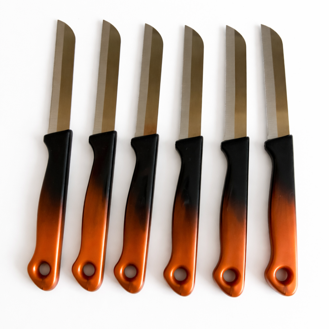 Gekarteld Schilmes voor Fruit & Groenten – set van 6 – Zwart/bruin