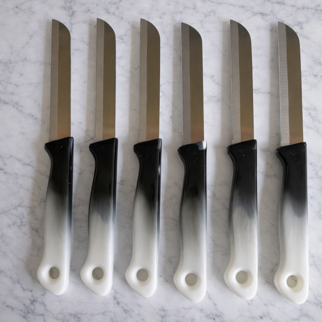 Gekarteld Schilmes voor Fruit & Groenten – set van 6 -Zwart/Wit