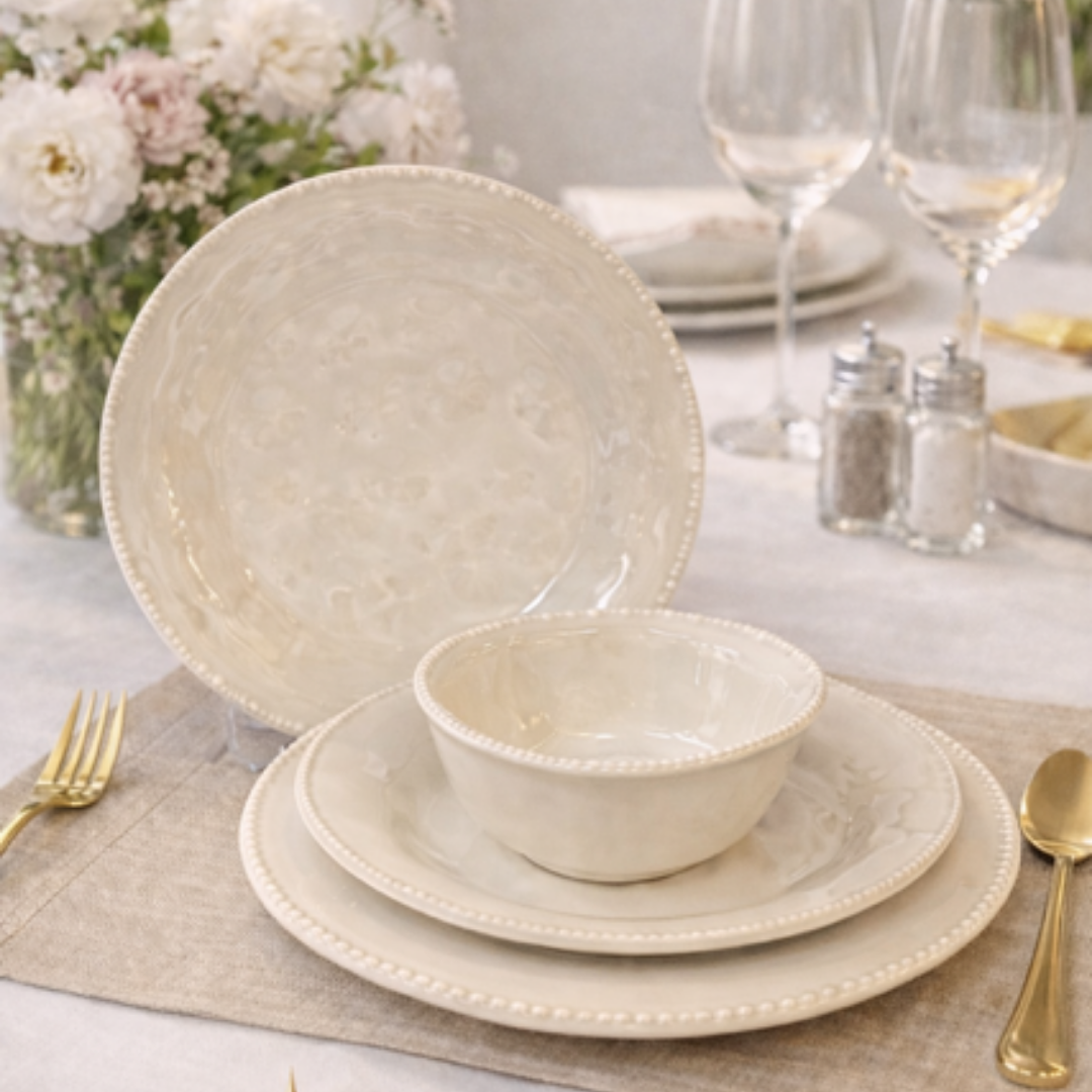 Pearly-Serviesset Beige 24-delig – Voor 6 Personen