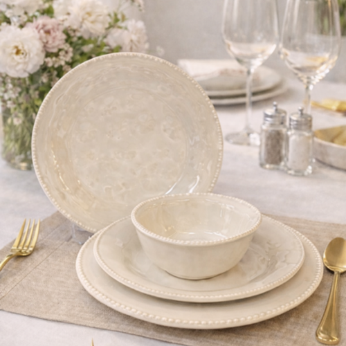 Pearly-Serviesset Beige 24-delig – Voor 6 Personen