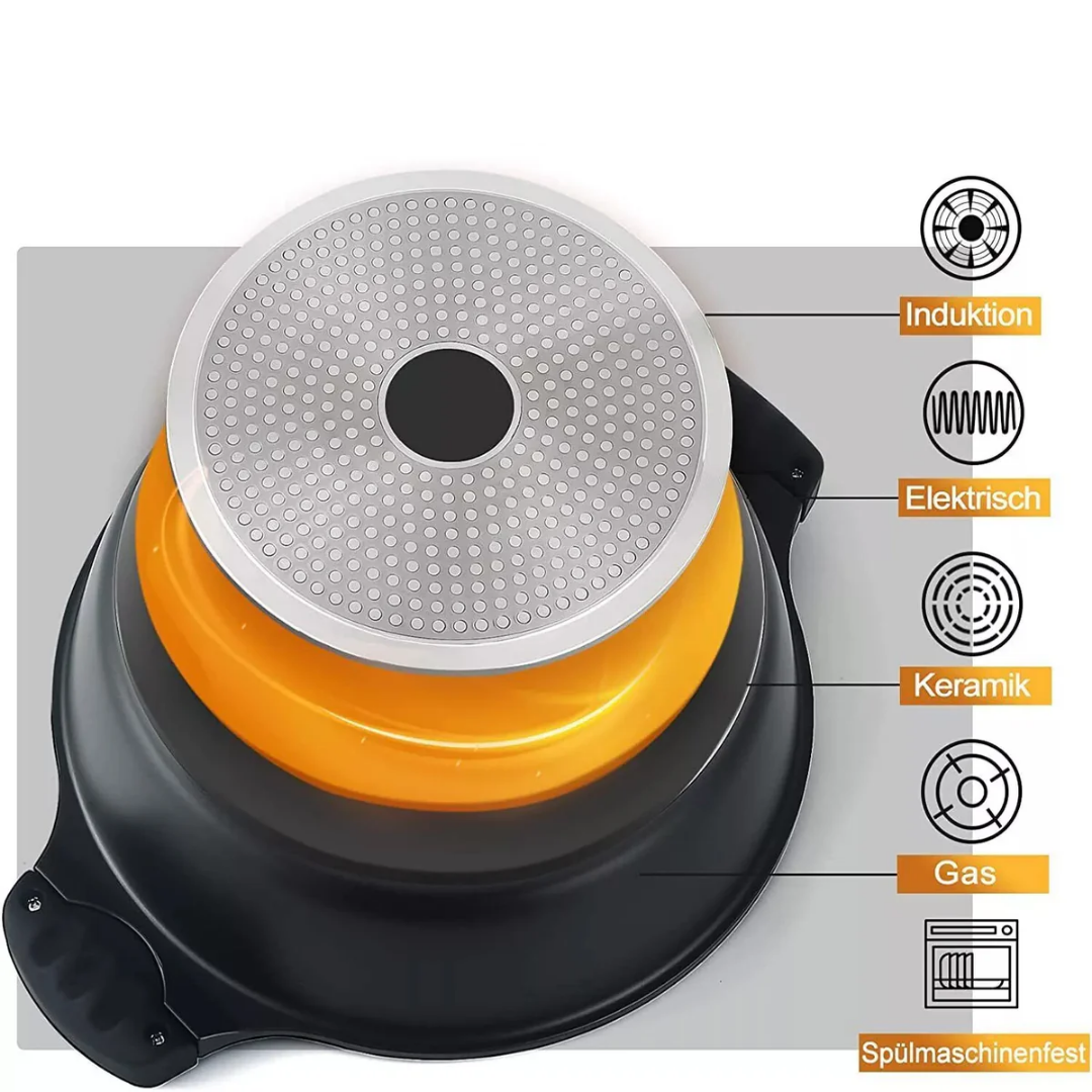 Scheffler Tajine Pot – 28 cm antiaanbaklaag van aluminium met conische vorm - zwart