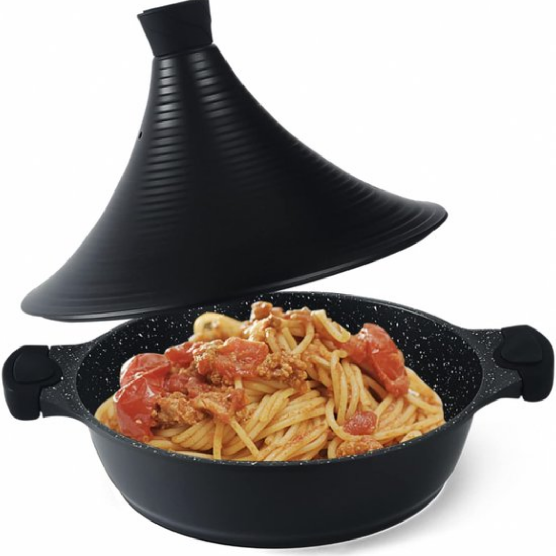Scheffler Tajine Pot – 28 cm antiaanbaklaag van aluminium met conische vorm - zwart