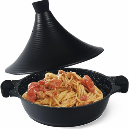 Scheffler Tajine Pot – 28 cm antiaanbaklaag van aluminium met conische vorm - zwart