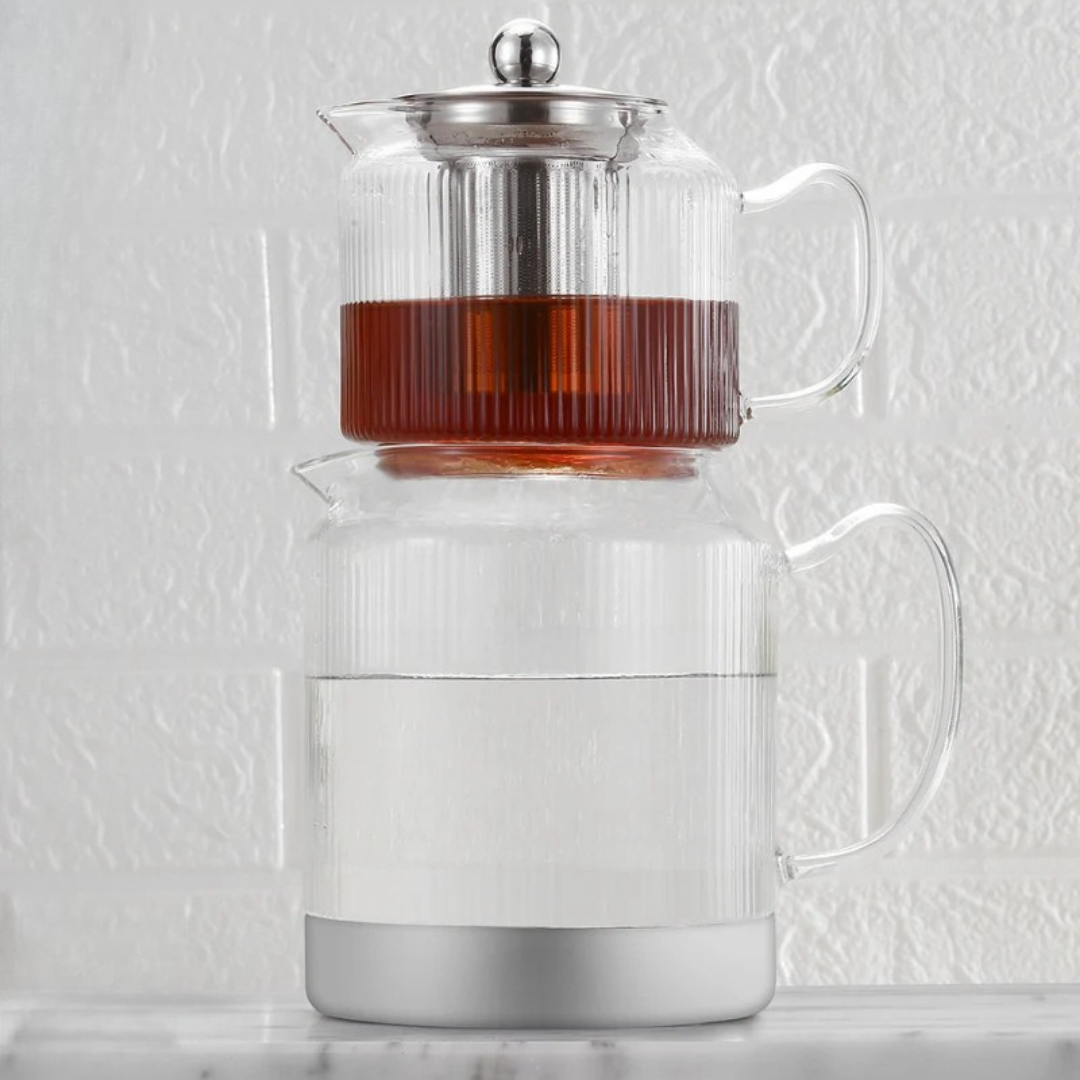 Almina-  Stripe Glazen Theepot XL | 3L