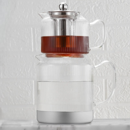 Almina-  Stripe Glazen Theepot XL | 3L