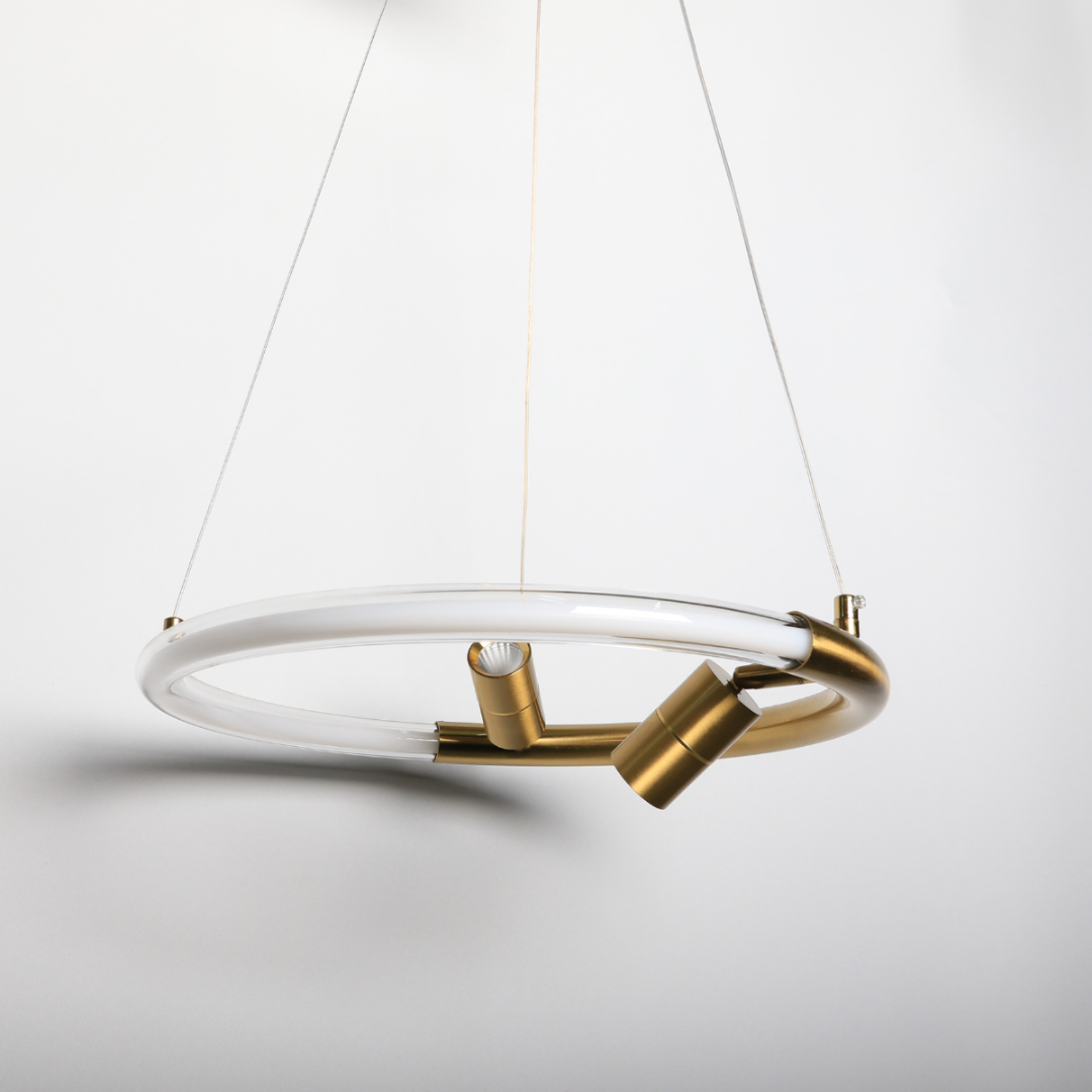 Moderne LED Hanglamp Brushed Gold- 40cm – Verstelbare Spots – Warm Wit 3000K