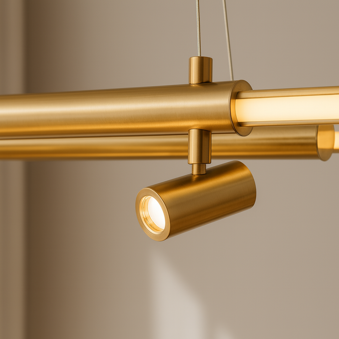 Ovale LED Hanglamp Brushed Gold 85×30 cm – Moderne Tub Hanglamp met 4 Verstelbare Spots