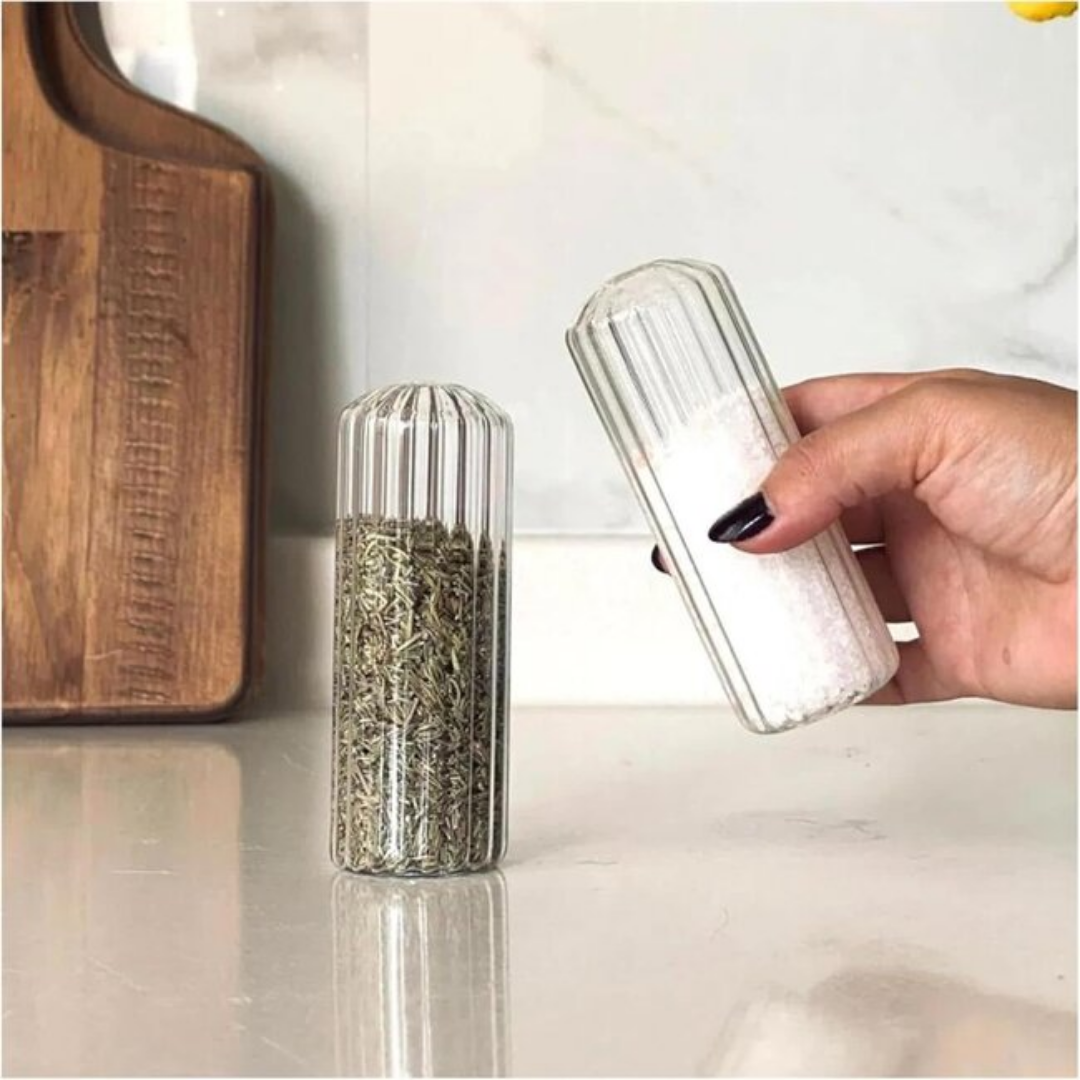 Bavary Ribble Zout- en Peperstel Glas – Set van 2  – 11 cm