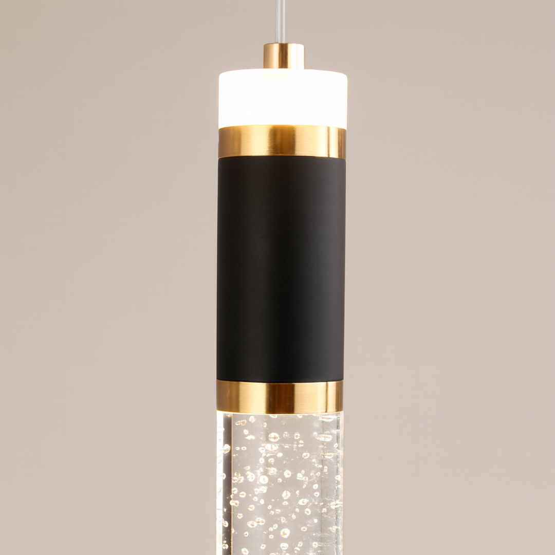 Luxe gouden hanglamp LED met 5 Pendels – Goud – Ø30 x 110 cm