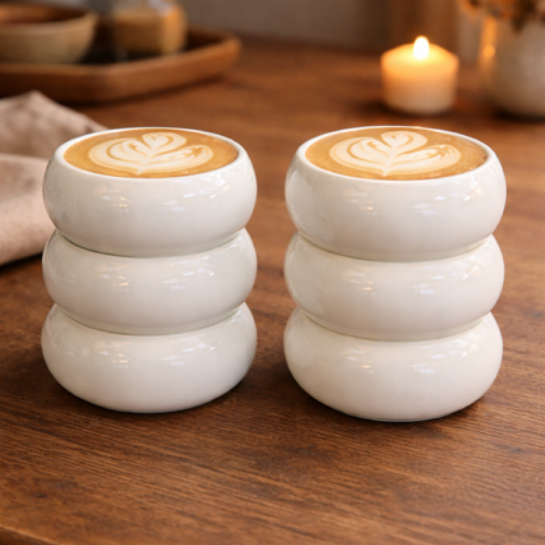 Keramische Mokken – Golvend desing-400 ml –Set van 2-Wit