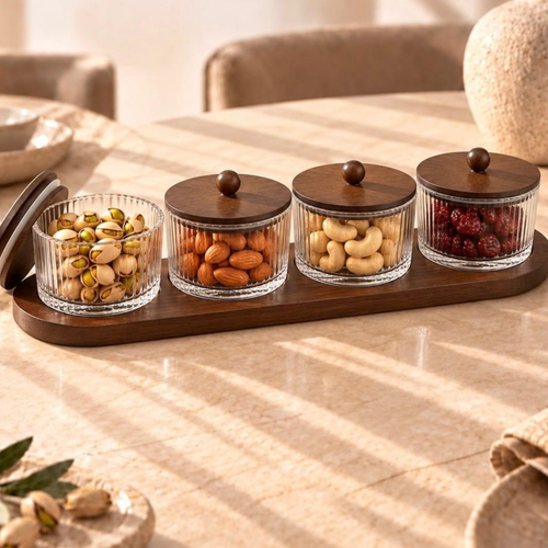 Glazen Snackpotjes Set van 4 met Deksel