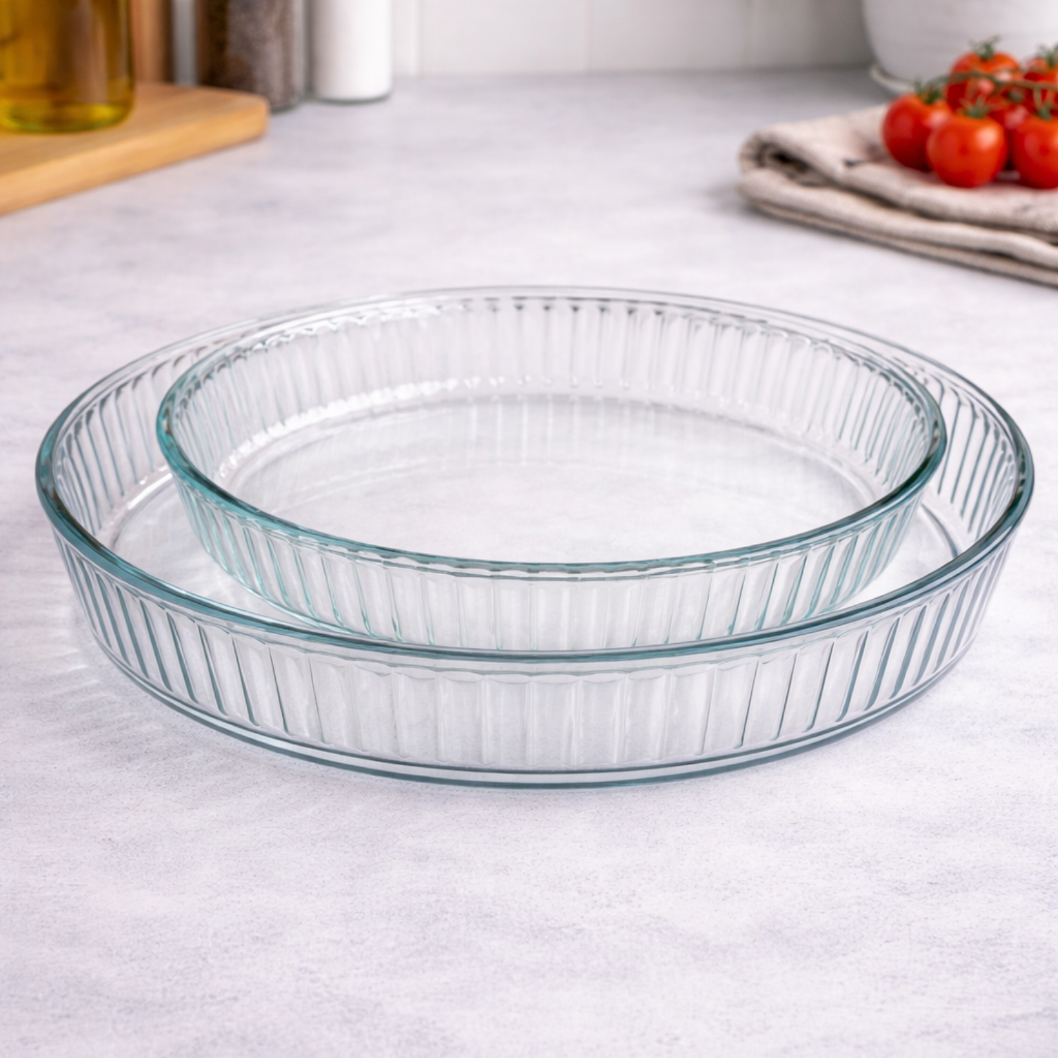Glazen Ovenschaal Rond Set 2-delig