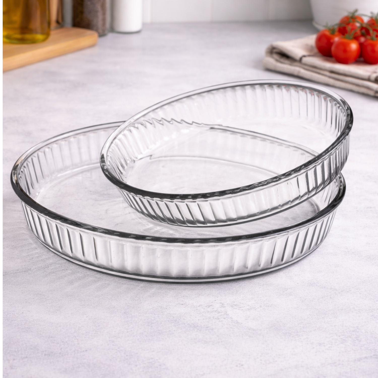 Glazen Ovenschaal Rond Set 2-delig