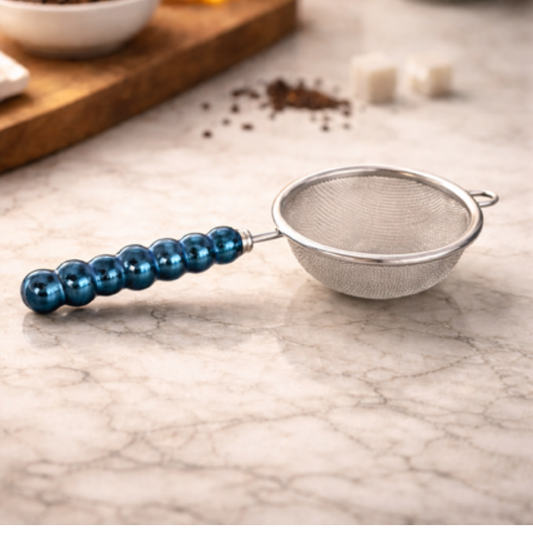 Theezeef met Donkerblauw Handvat