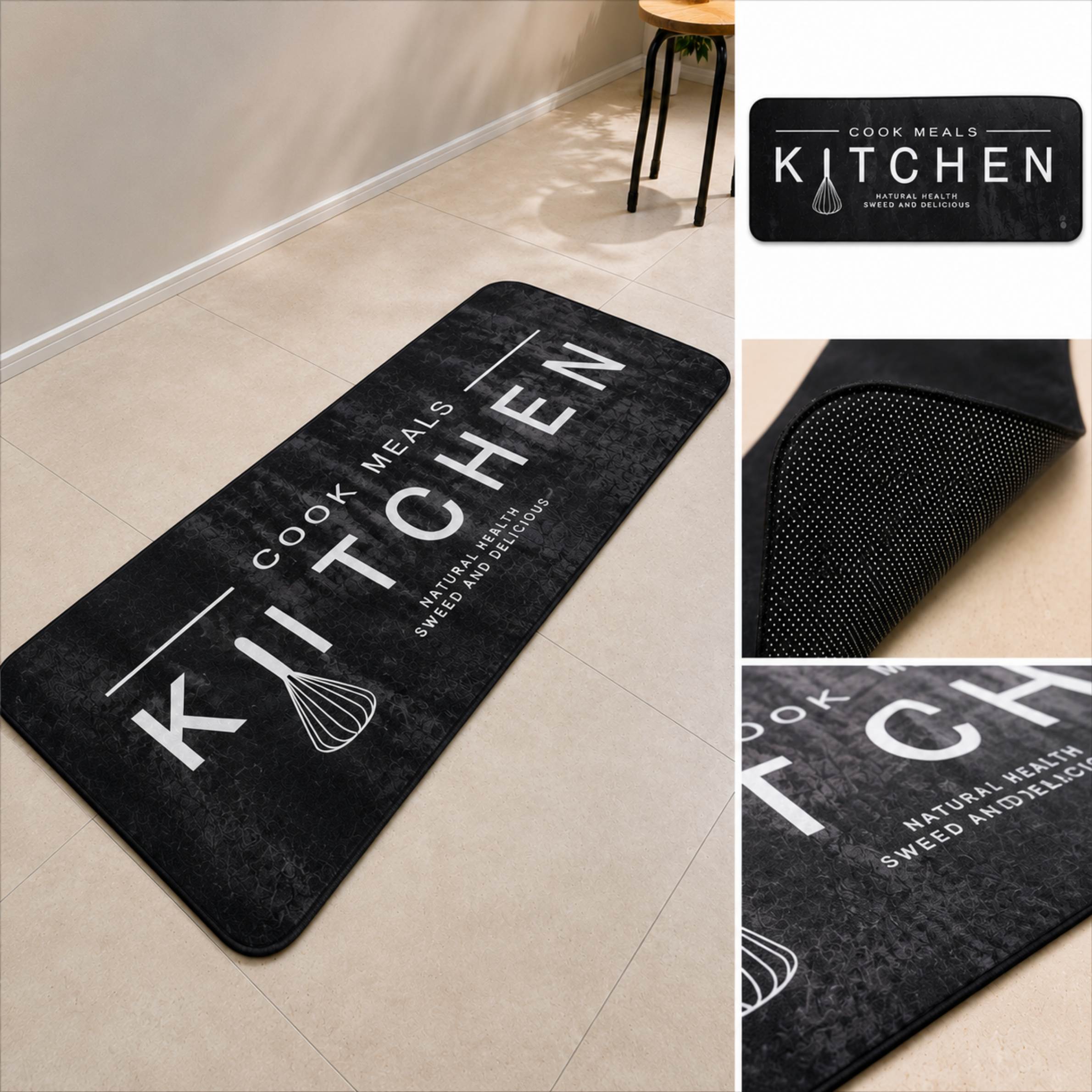Keukenloper 60 x 180 CM – Zwart/Wit
